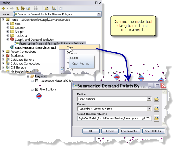 A model tool opened from the Catalog window to open its tool dialog box
